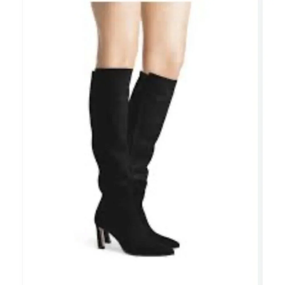 Stuart Weitzman Womens 7 Demi Knee Boots Suede Stretch Back Boots - Picture 9 of 10